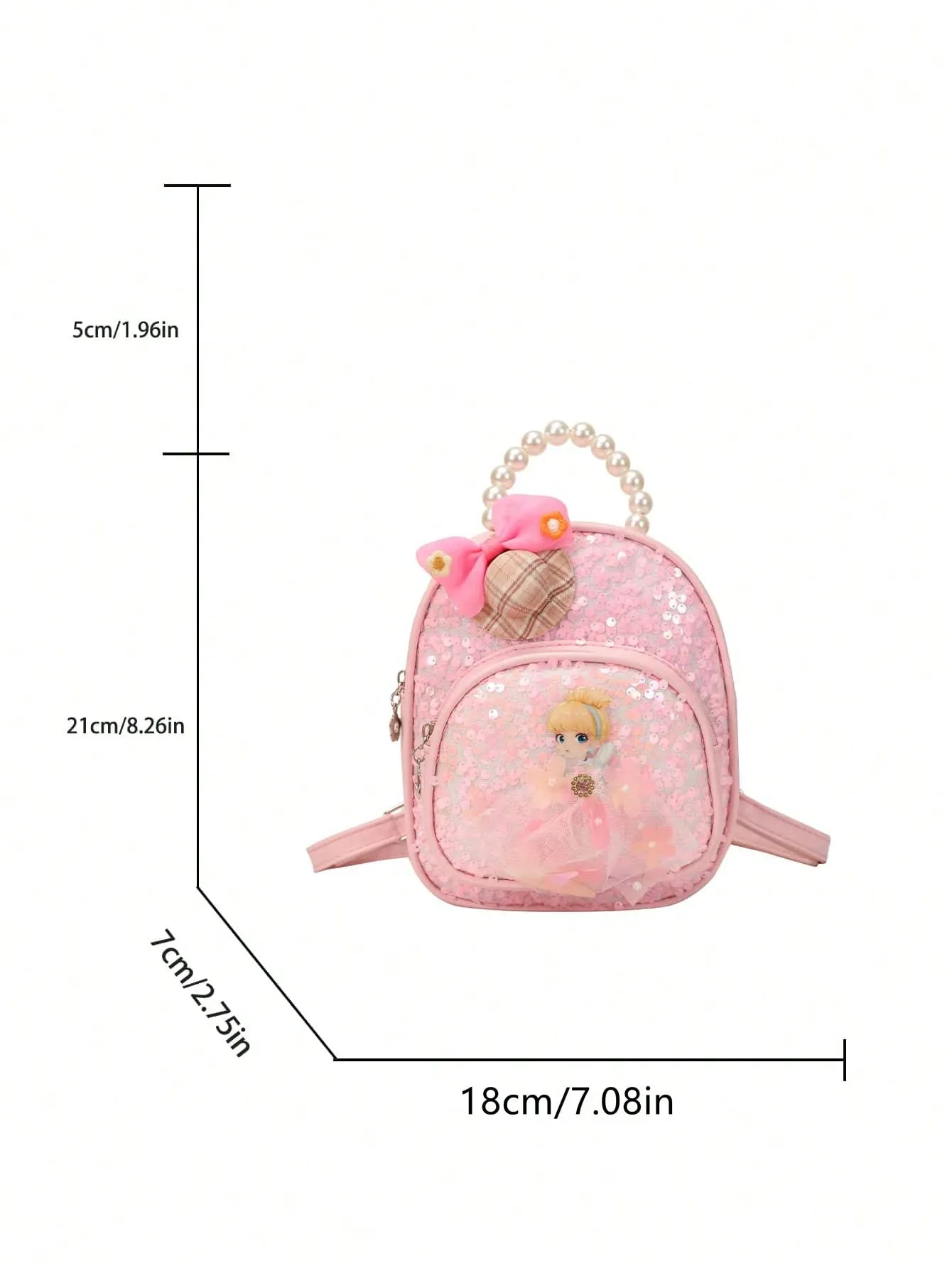 Girls Cartoon Figure Graphic Sequin Decor Backpack