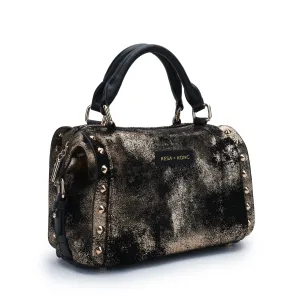 Gold Rush Studded Barrel Bag - Gold Leather