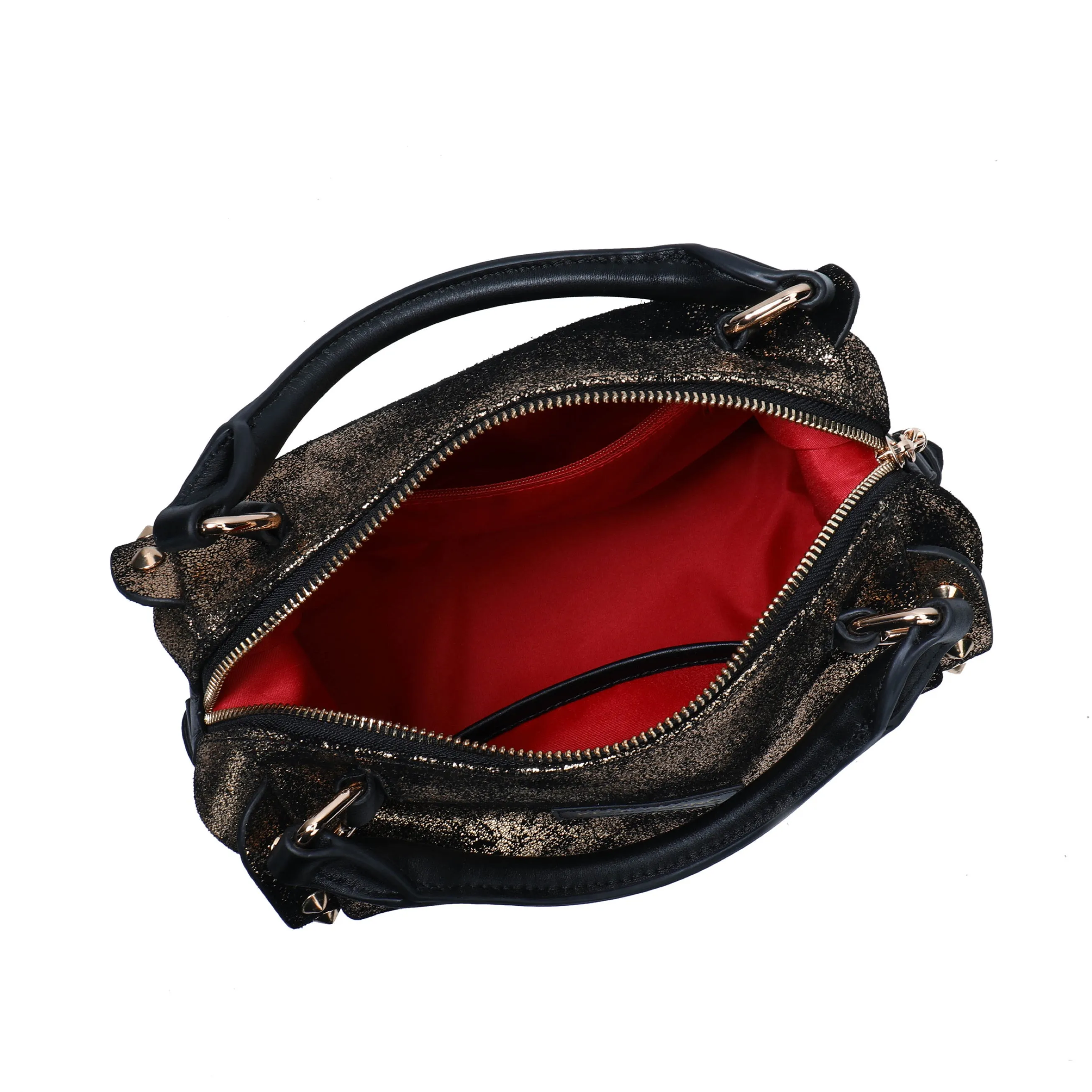 Gold Rush Studded Barrel Bag - Gold Leather
