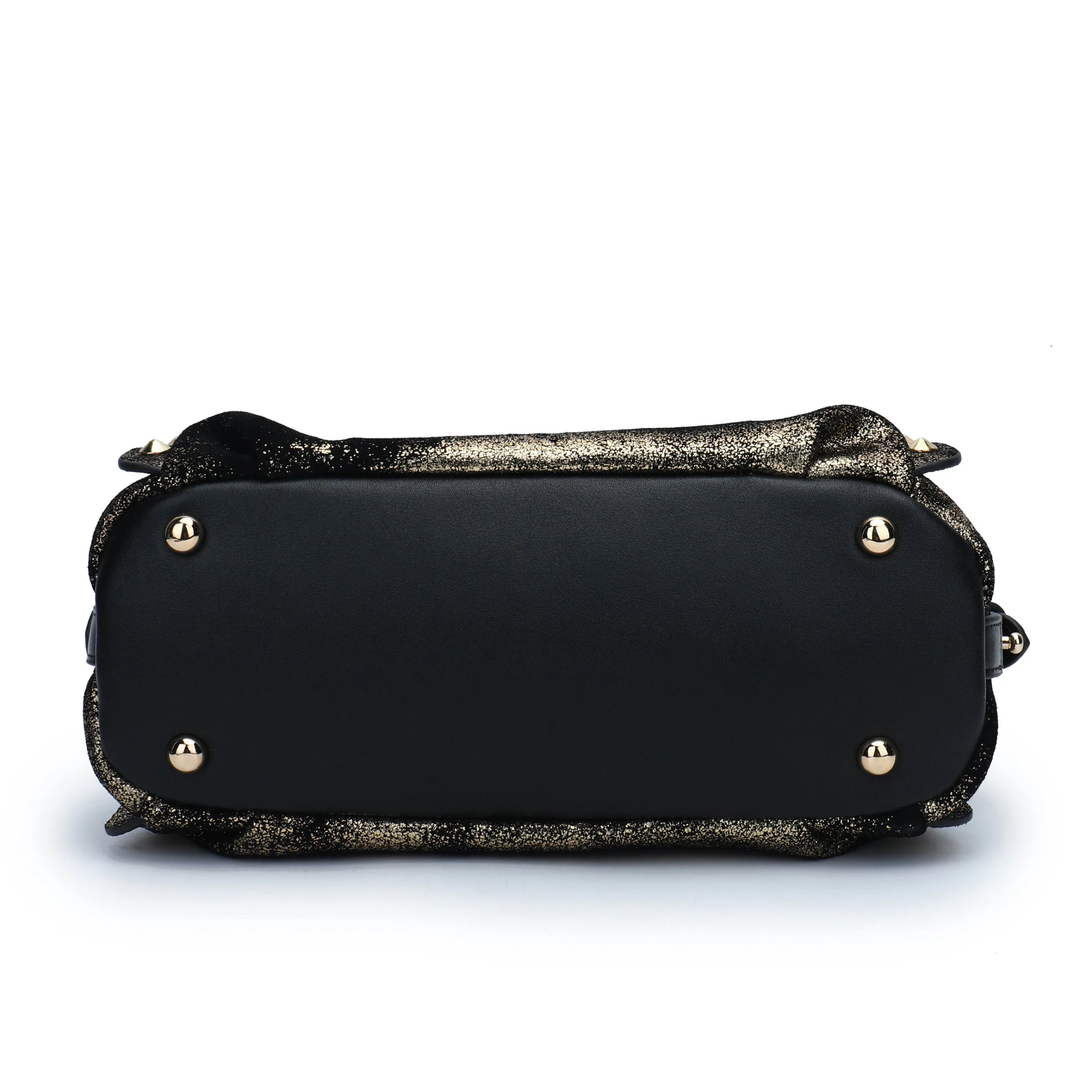 Gold Rush Studded Barrel Bag - Gold Leather