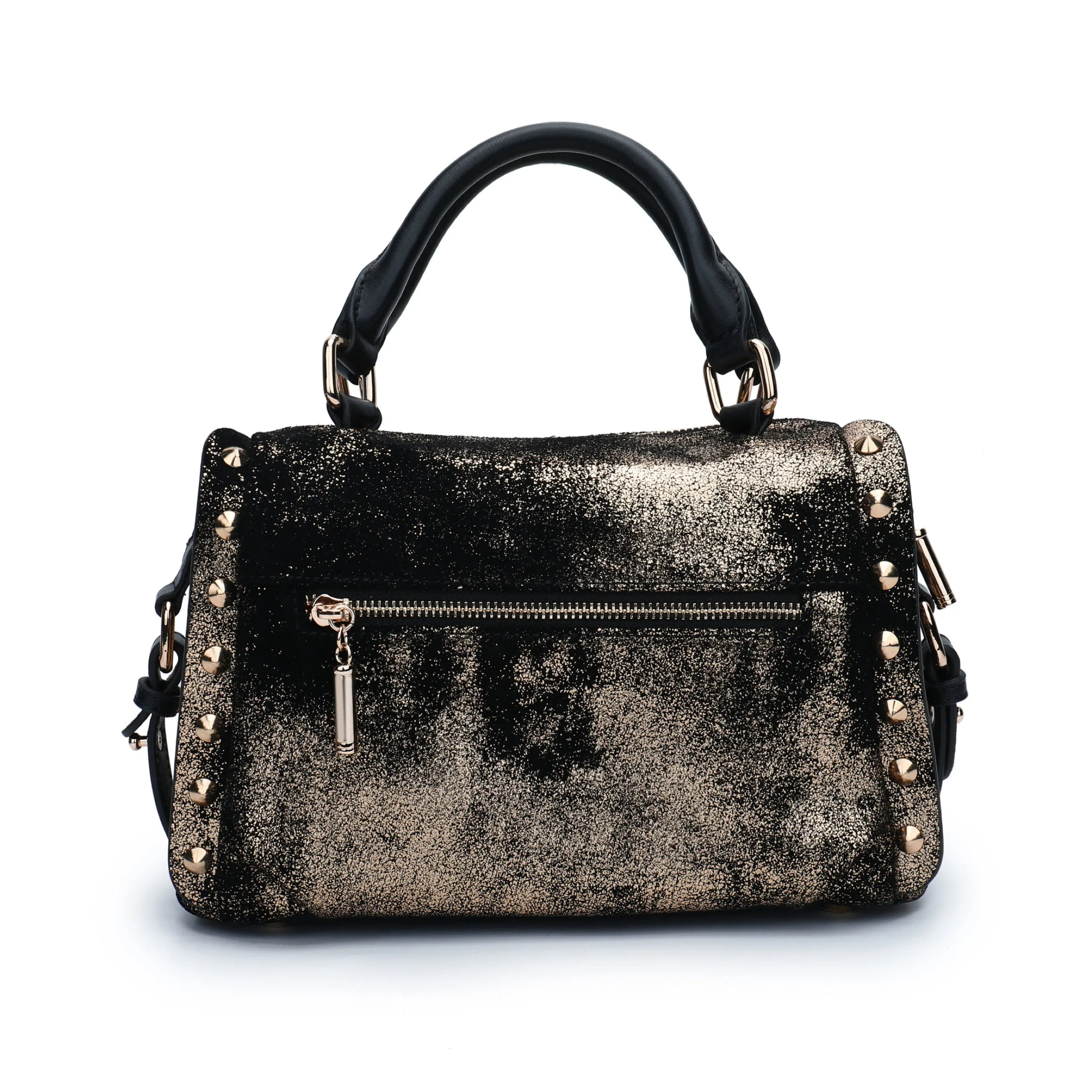 Gold Rush Studded Barrel Bag - Gold Leather