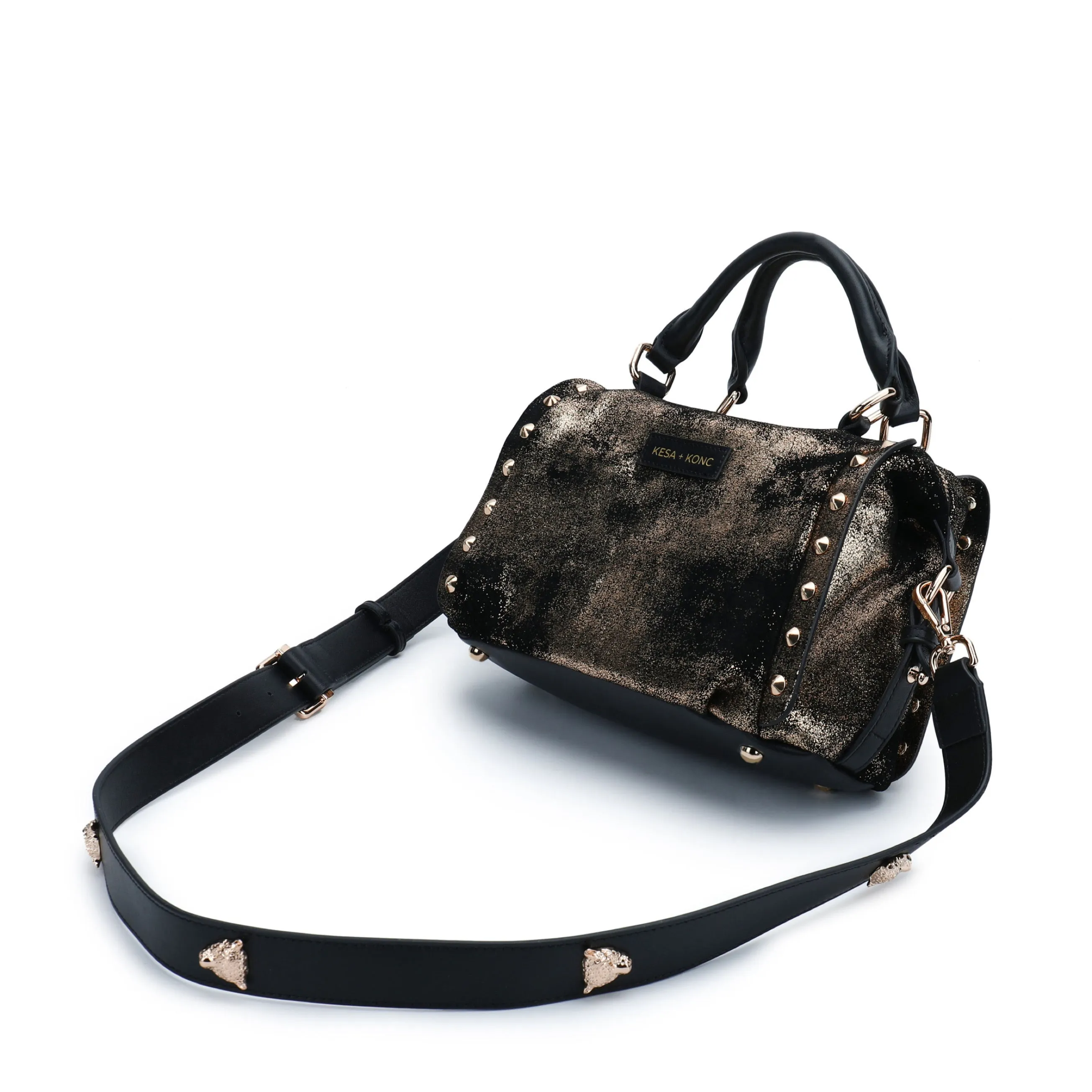 Gold Rush Studded Barrel Bag - Gold Leather