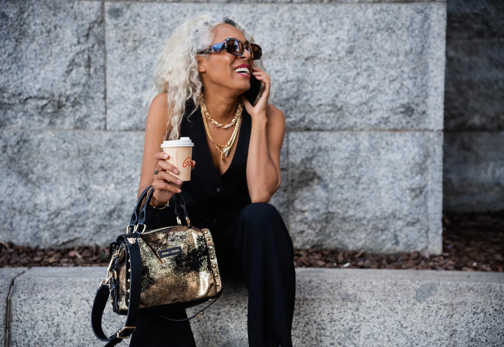 Gold Rush Studded Barrel Bag - Gold Leather