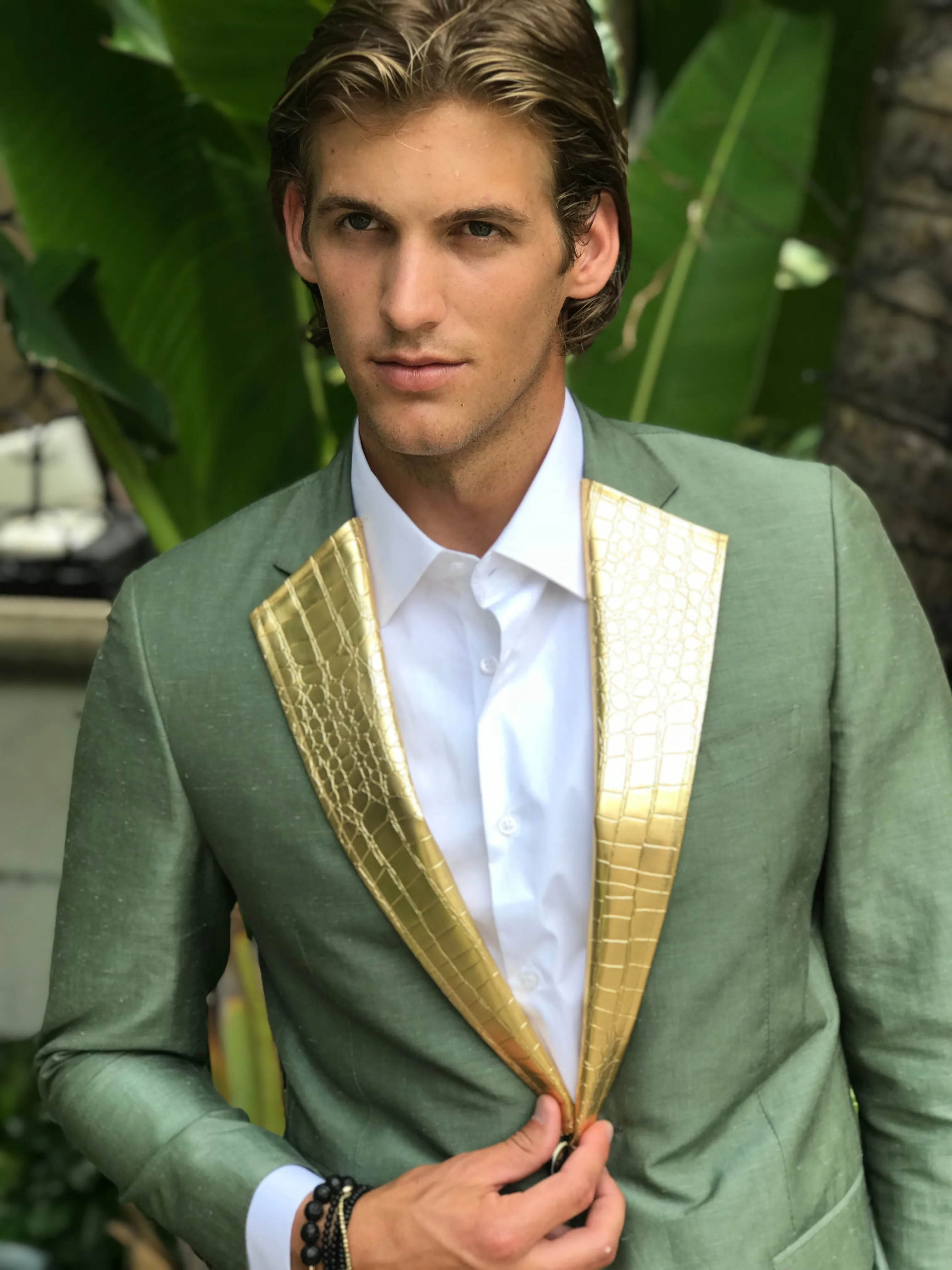 Golden Alligator Print Lapels