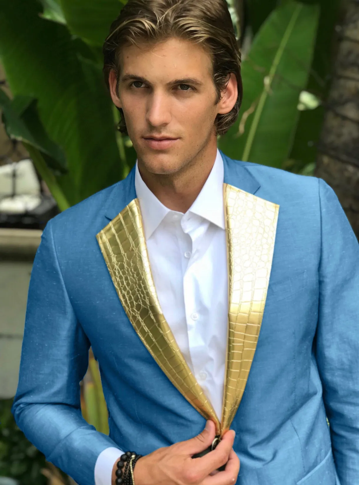 Golden Alligator Print Lapels