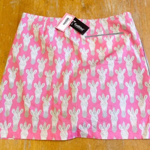 Golftini Golf/Pickleball Skirt Skort Sz 6 PINK ZEBRA &quot;Animal Print&quot; Pockets NWT