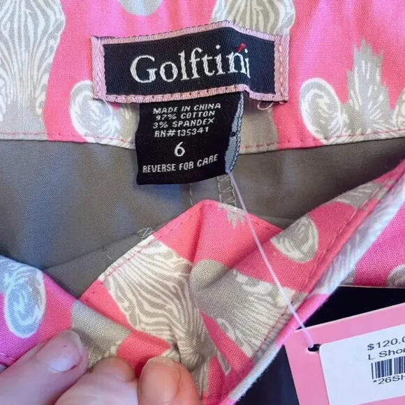 Golftini Golf/Pickleball Skirt Skort Sz 6 PINK ZEBRA &quot;Animal Print&quot; Pockets NWT