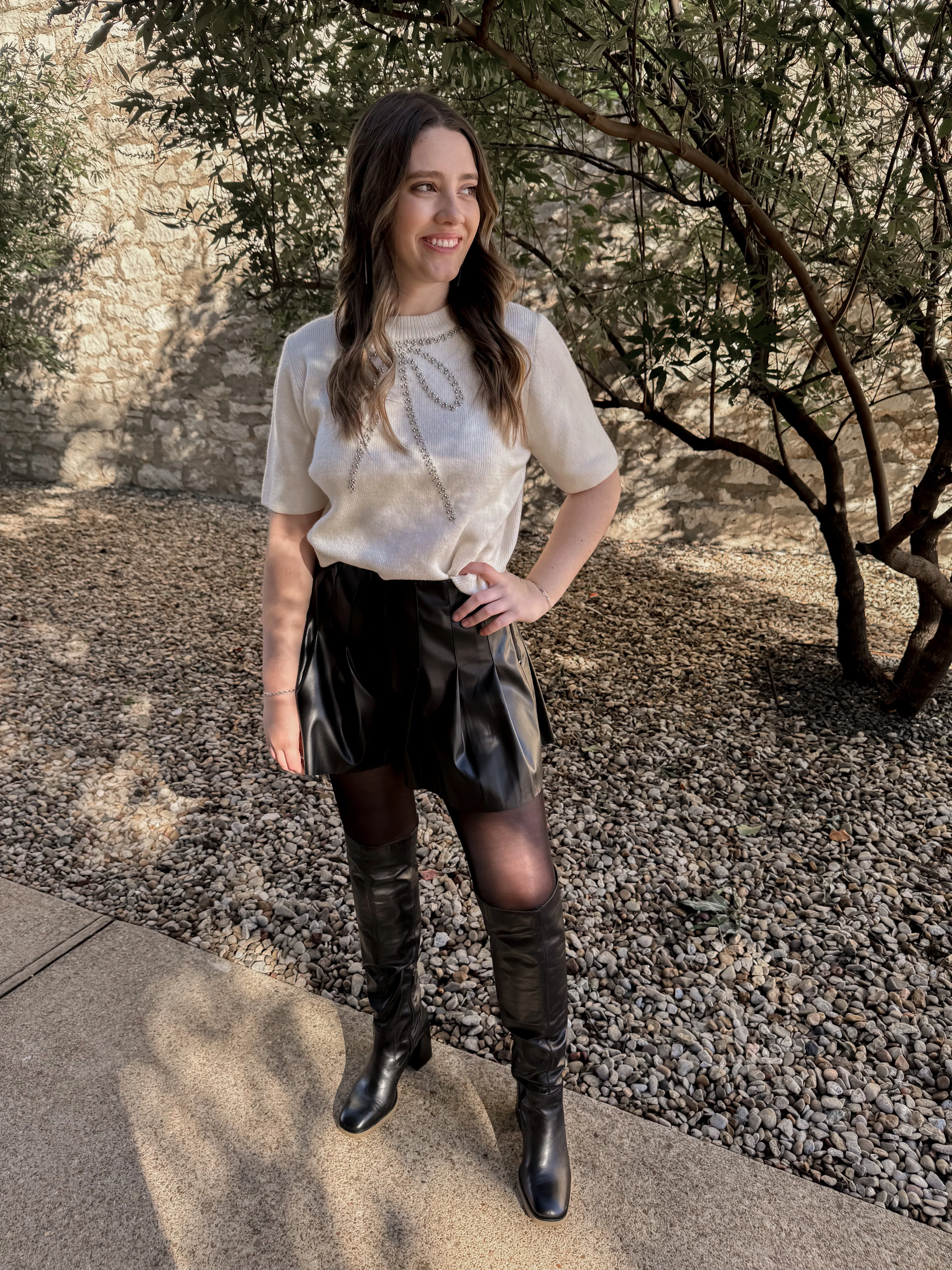 Grace Faux Leather Pleated Shorts