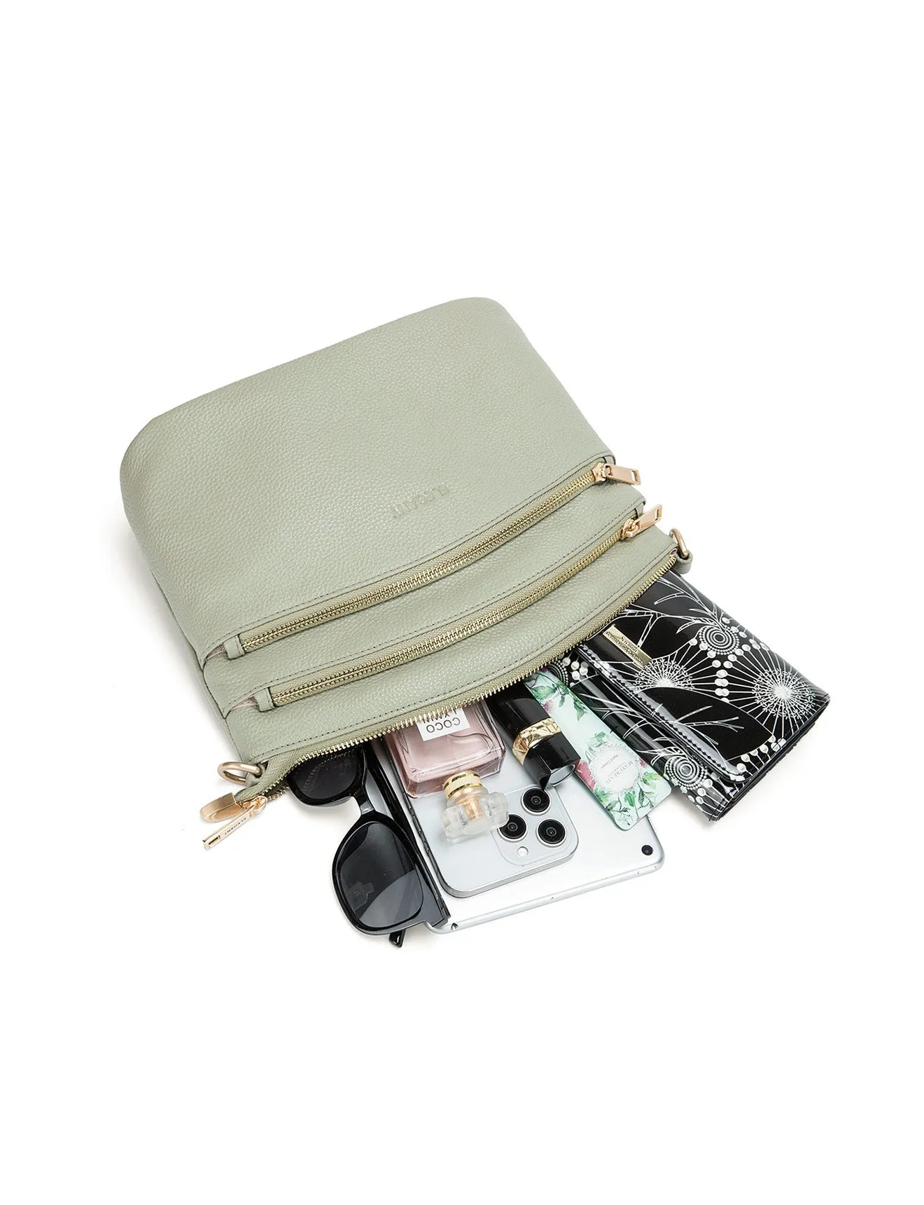 GRACE LEATHER XBODY BAG- E1-0818-D-SAGE