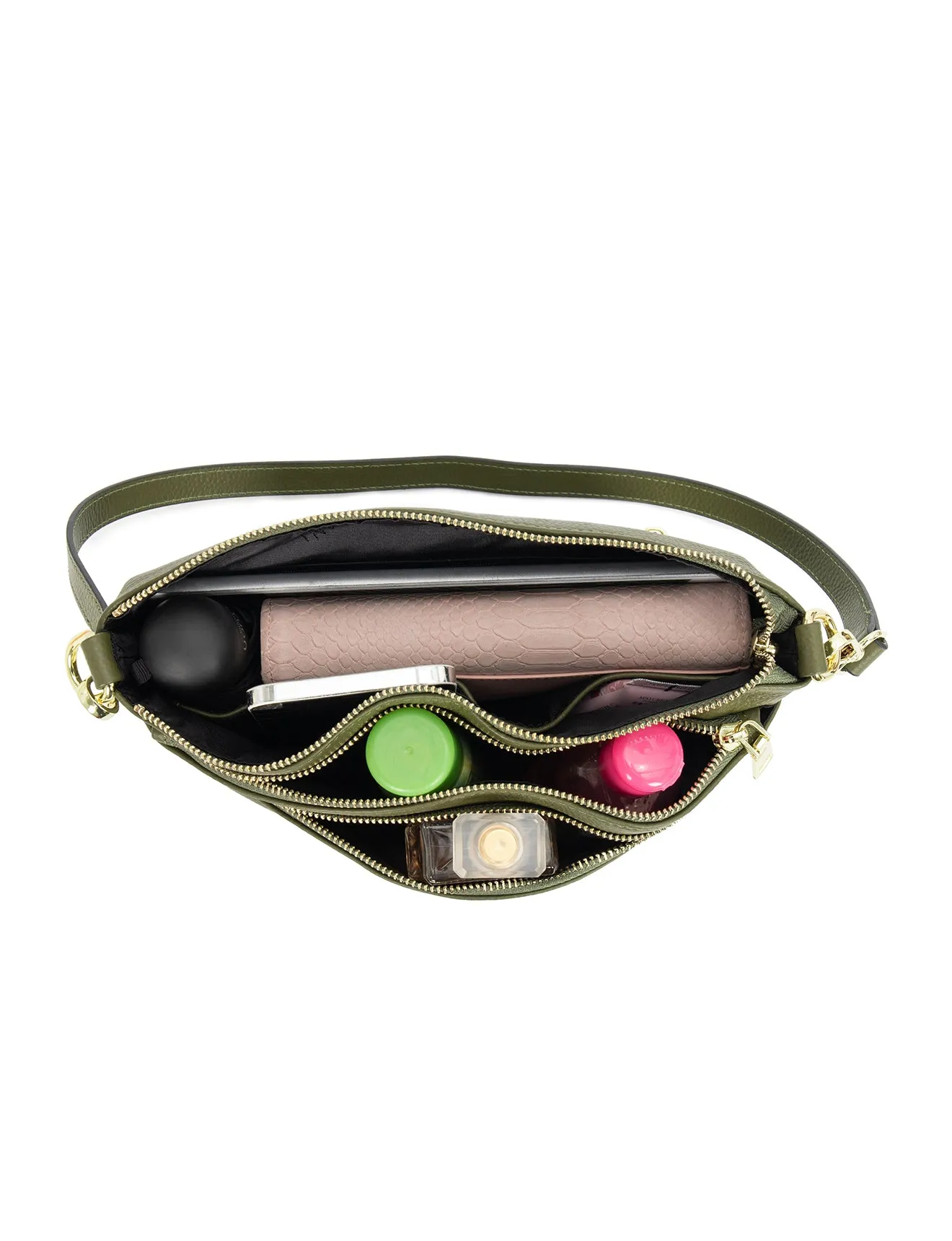 GRACE LEATHER XBODY BAG- E1-0818-OLIVE