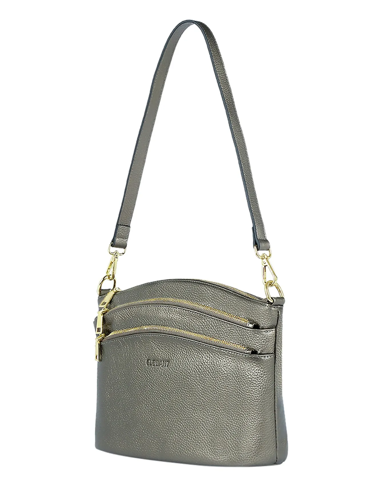 GRACE LEATHER XBODY BAG- E1-0818-PEWTER- SALE