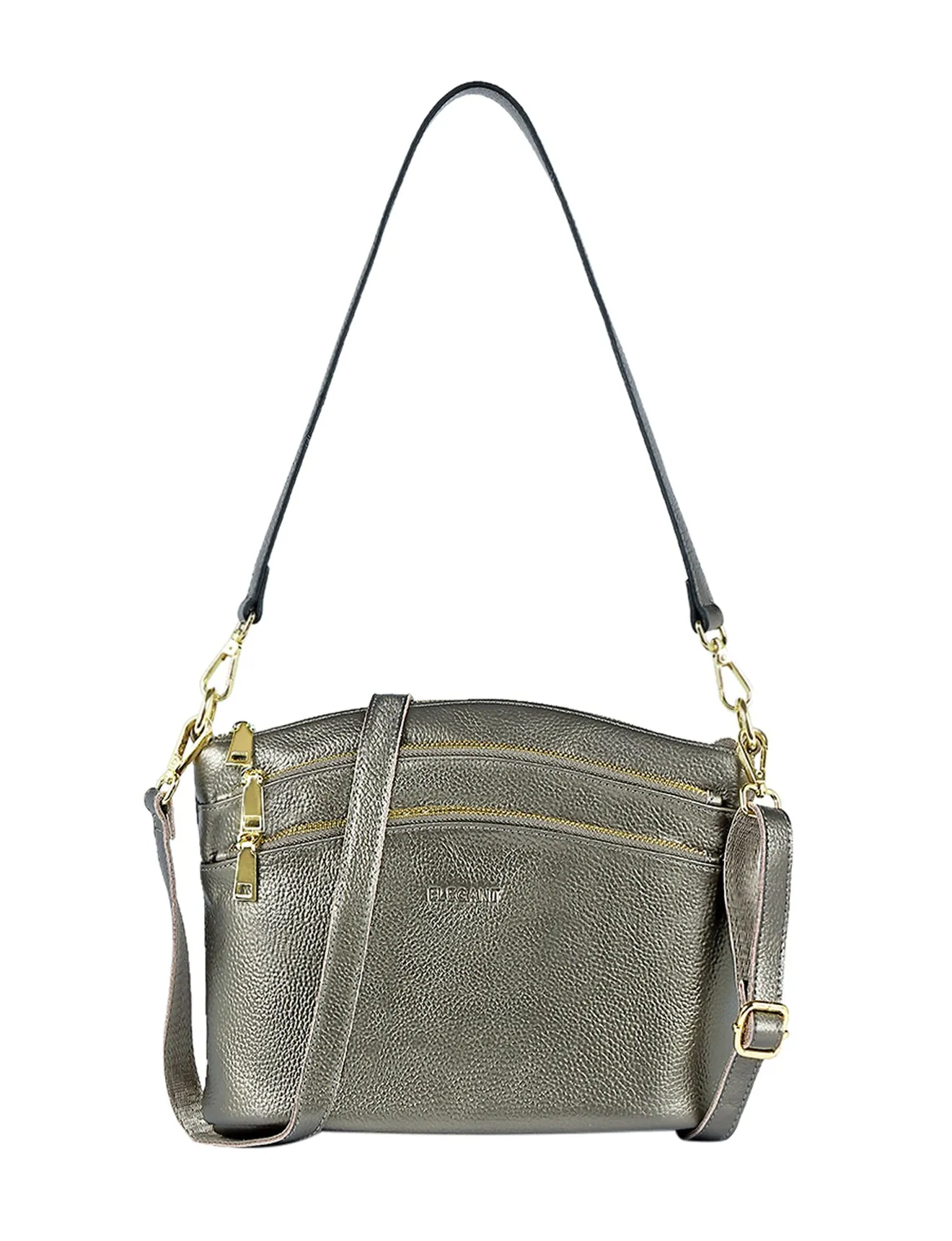 GRACE LEATHER XBODY BAG- E1-0818-PEWTER- SALE