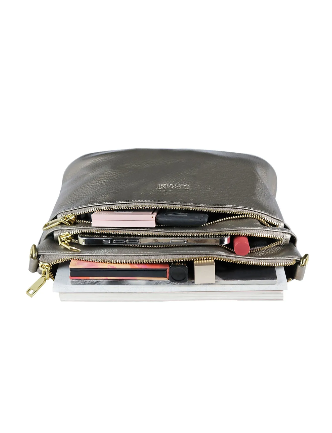 GRACE LEATHER XBODY BAG- E1-0818-PEWTER- SALE