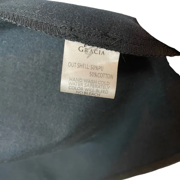 Gracia Black Faux Leather Trench Coat