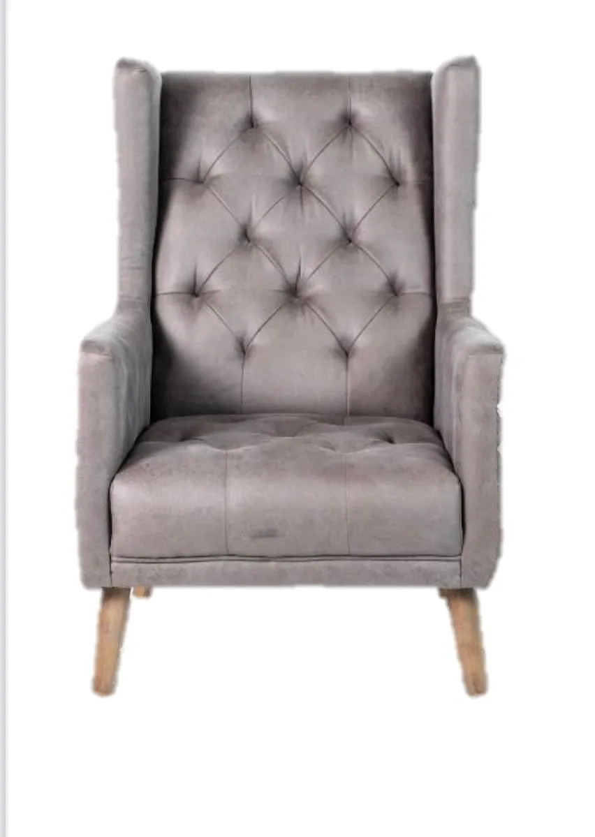 Grey Faux Leather Accent Chair