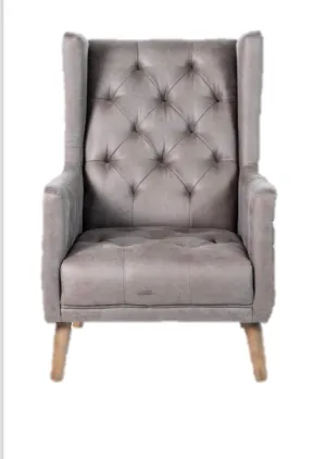 Grey Faux Leather Accent Chair