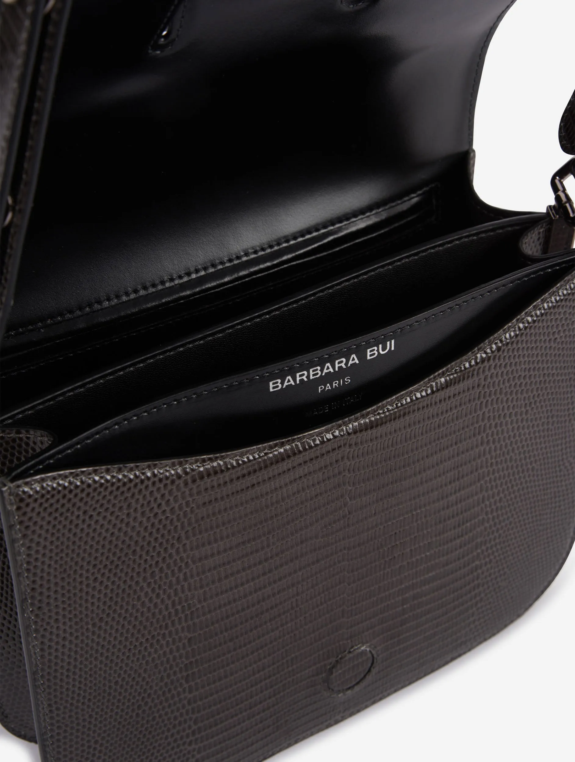 grey lizard skin touch me bag