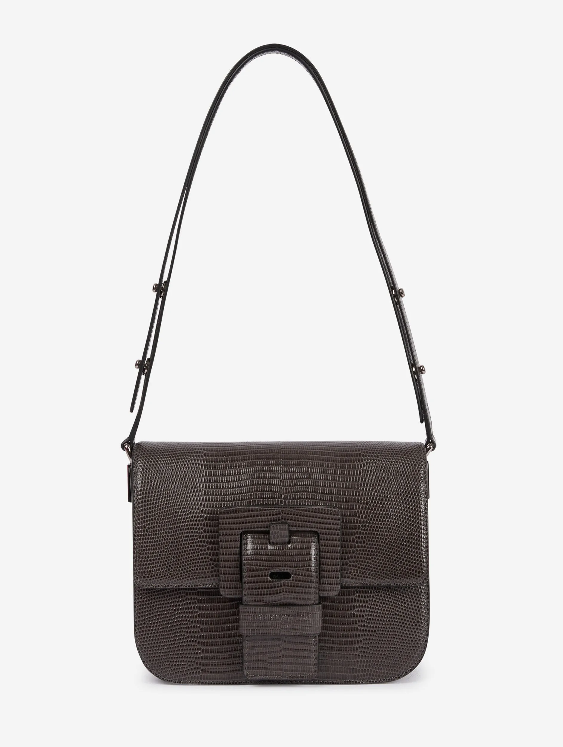 grey lizard skin touch me bag