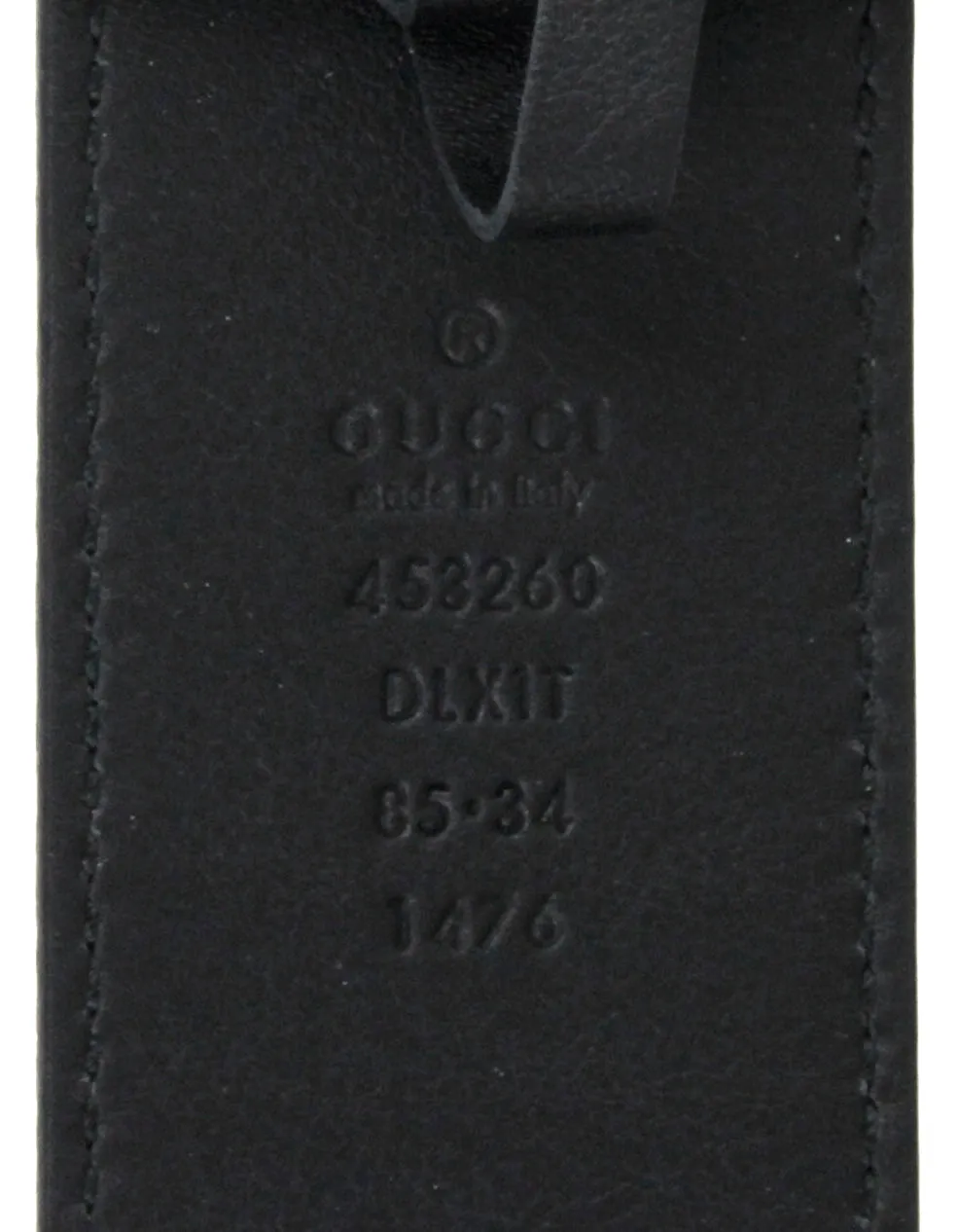 Gucci NWT Black Leather Belt w. Pearl Double G Logo Buckle sz 85/34"