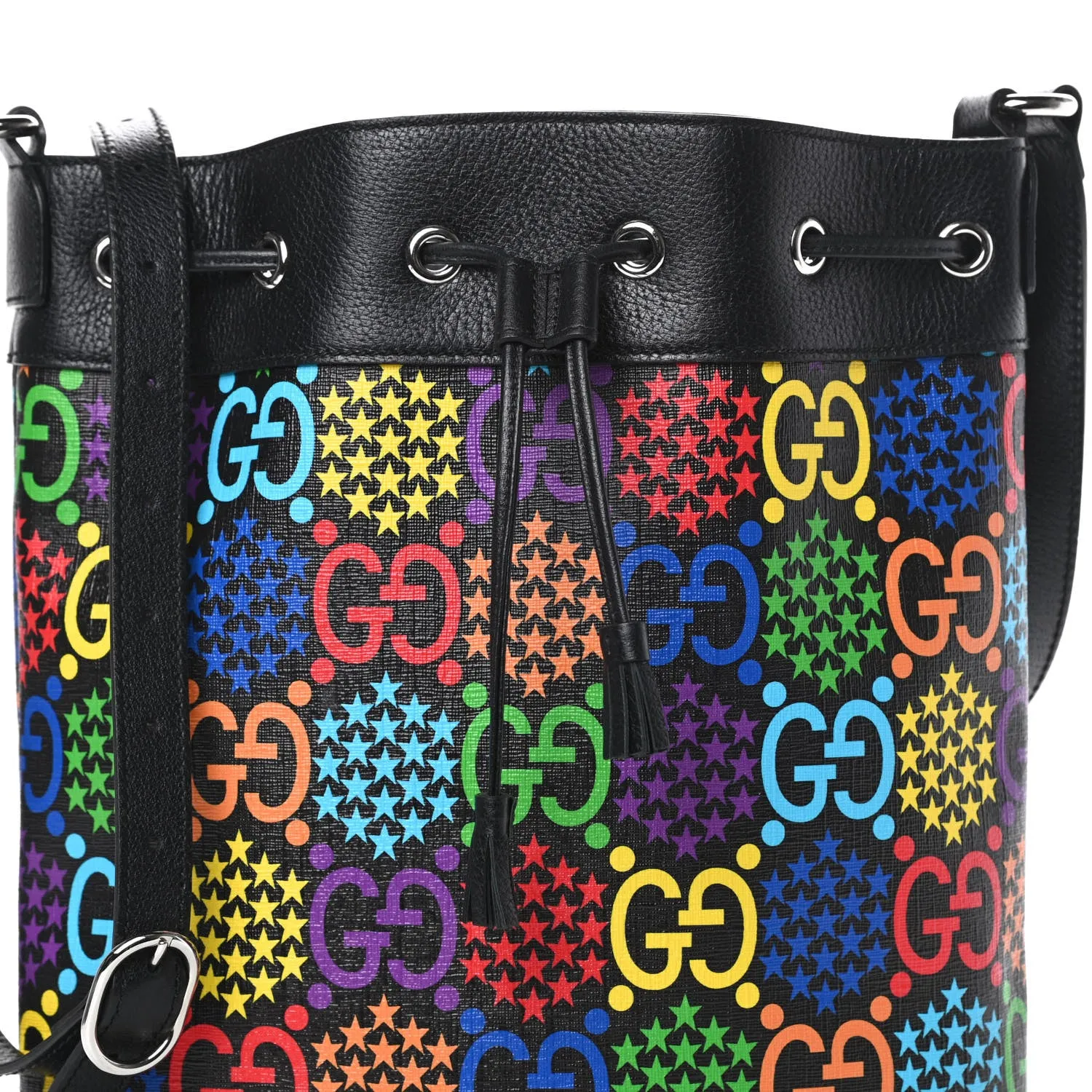 Gucci Supreme Psychedelic Bucket Bag in Black