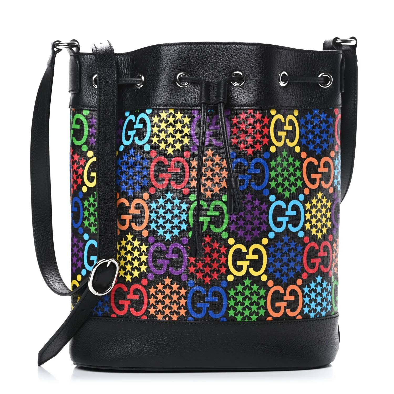 Gucci Supreme Psychedelic Bucket Bag in Black