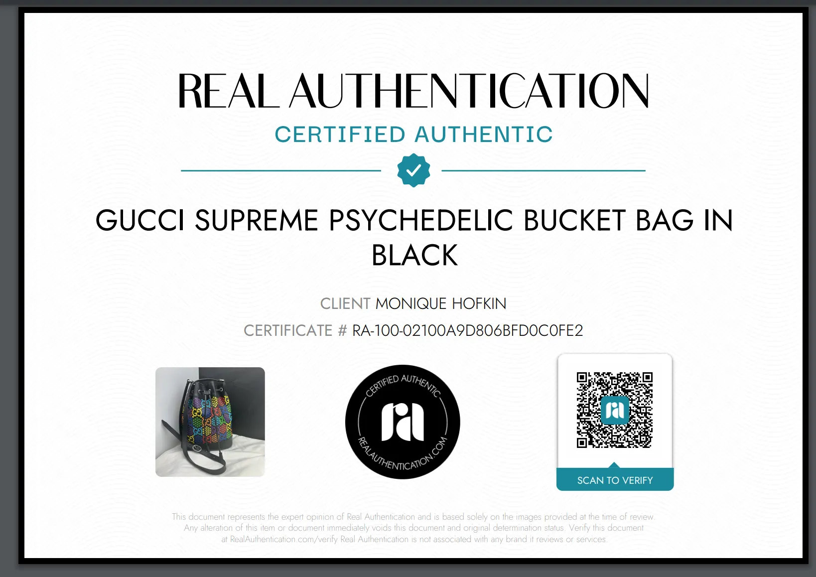 Gucci Supreme Psychedelic Bucket Bag in Black