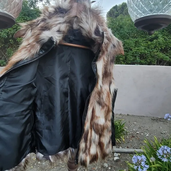 GUESS Faux Fur Faux Leather Vest