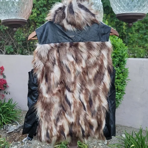 GUESS Faux Fur Faux Leather Vest