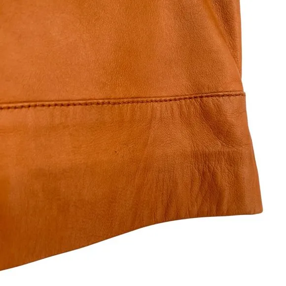 Halogen Leather Mini Skirt With Zipper Pockets Camel Tan Color Size 4P