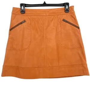 Halogen Leather Mini Skirt With Zipper Pockets Camel Tan Color Size 4P