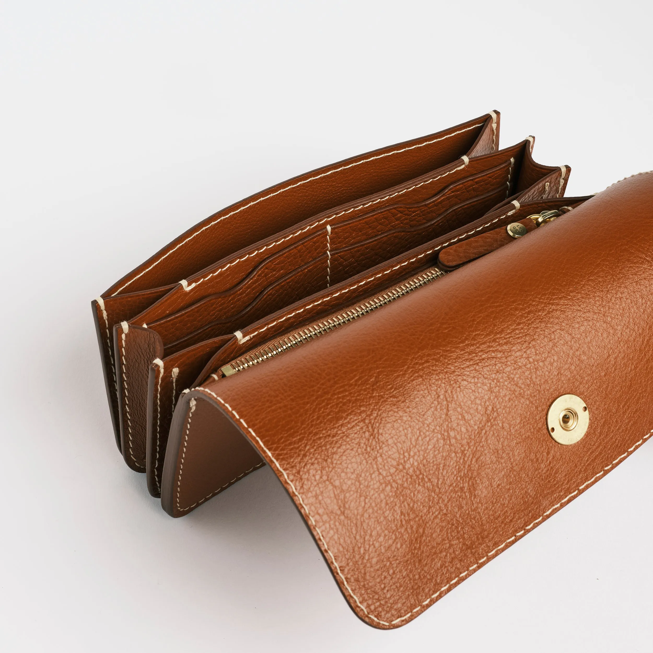 Hanne Accordion Wallet in Leather Brown