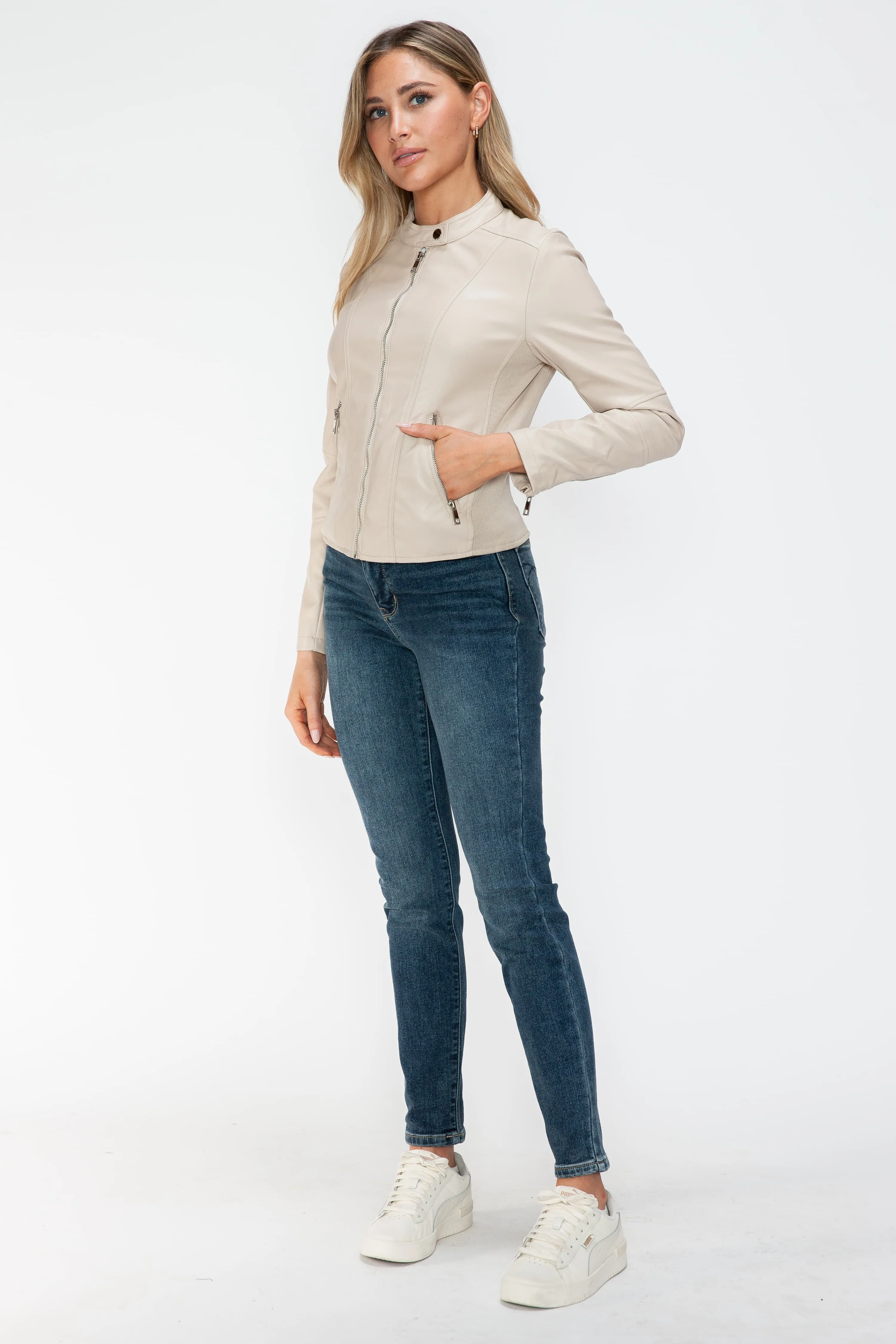 Hazel Blues® |  Snobbish PU Leather Zip Up Jacket with Pockets