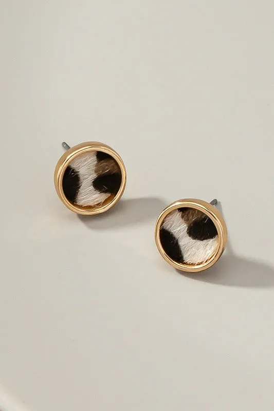 Henry Leopard Cream Stud Earrings