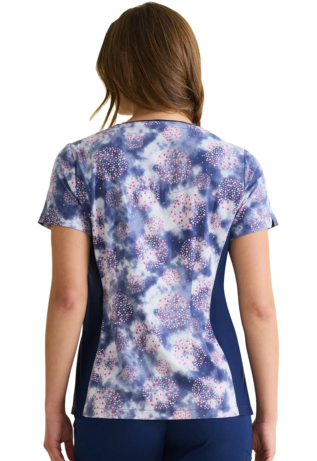 HH Purple Label Jean V-Neck Print Top Fantastical Dots
