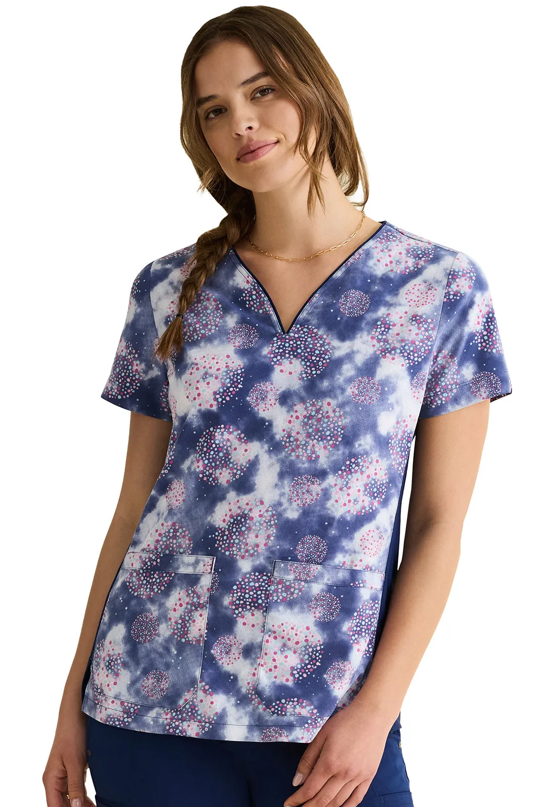 HH Purple Label Jean V-Neck Print Top Fantastical Dots