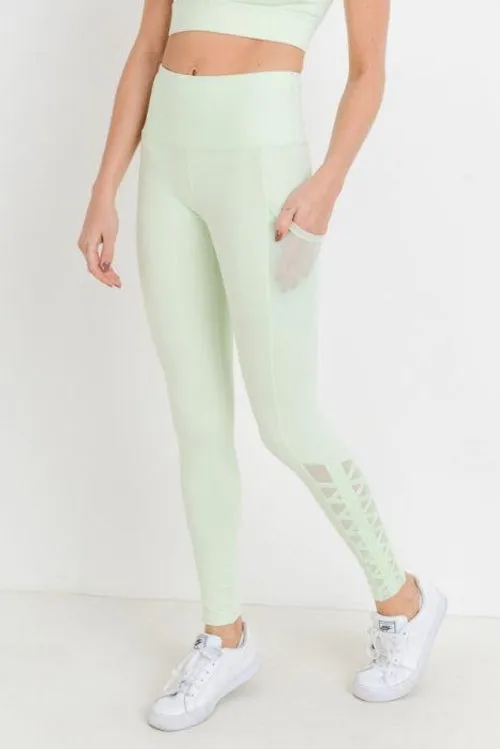 Highwaist Hybrid Mesh & Lattice Straps Full Pocket Leggings