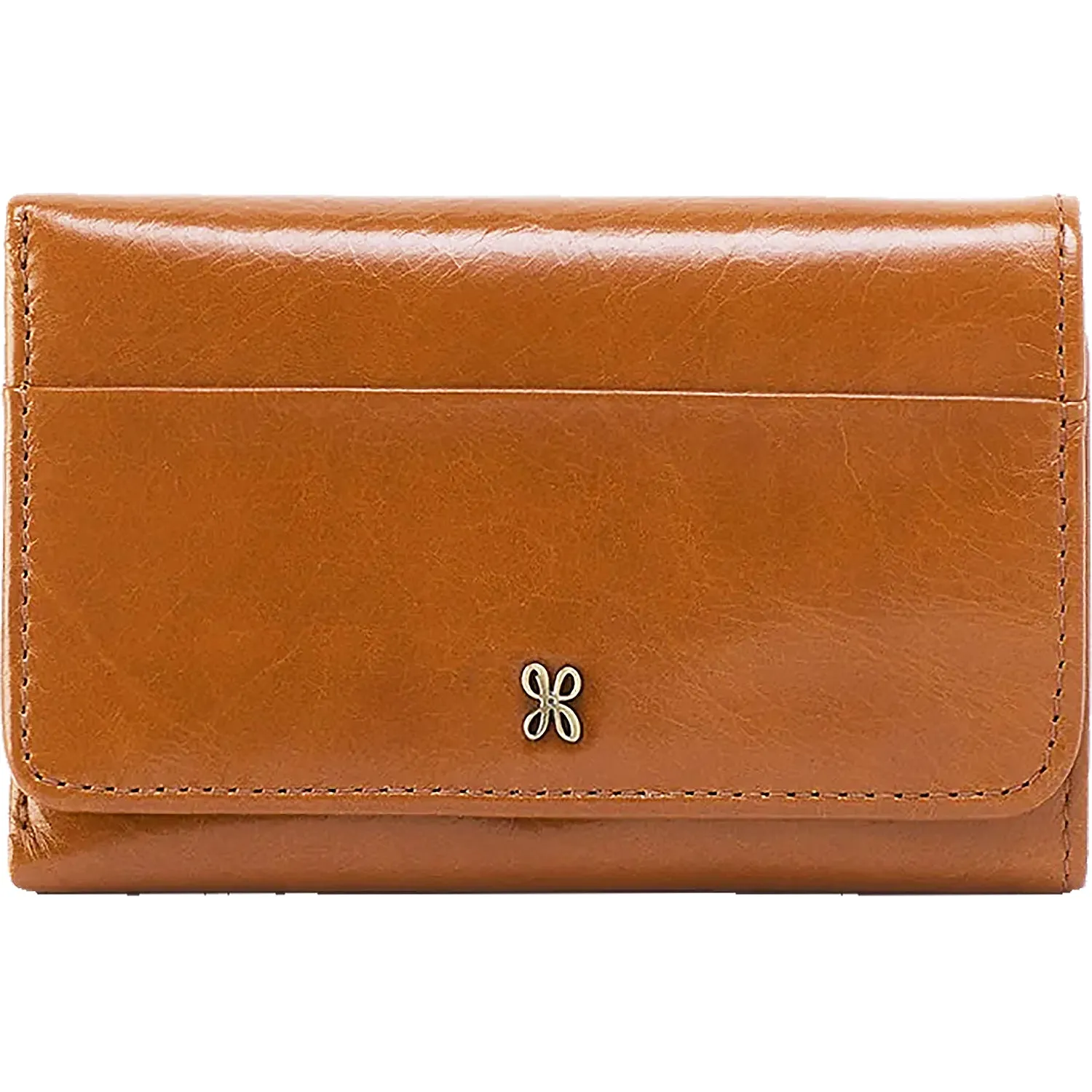 Hobo Jill Trifold Wallet Truffle Polished Leather