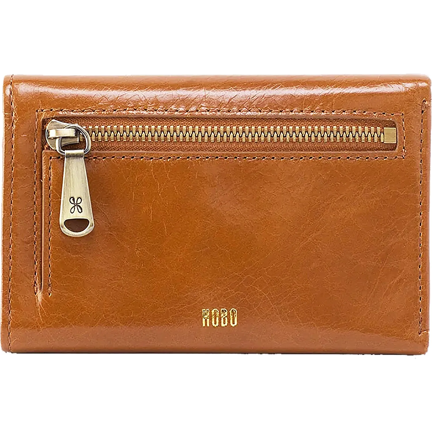 Hobo Jill Trifold Wallet Truffle Polished Leather