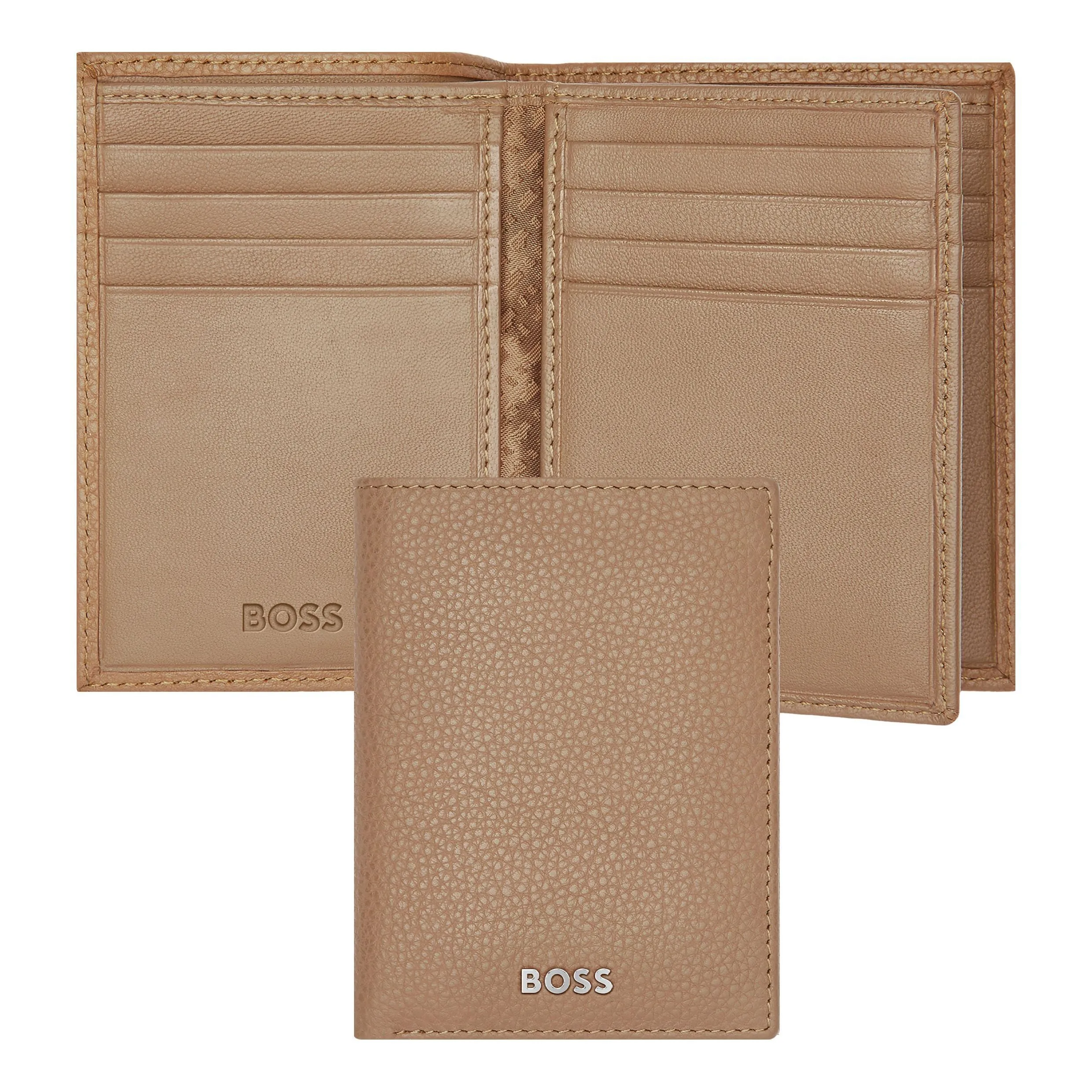 HUGO BOSS HLF416X-Card holder trifold Classic Grained Camel
