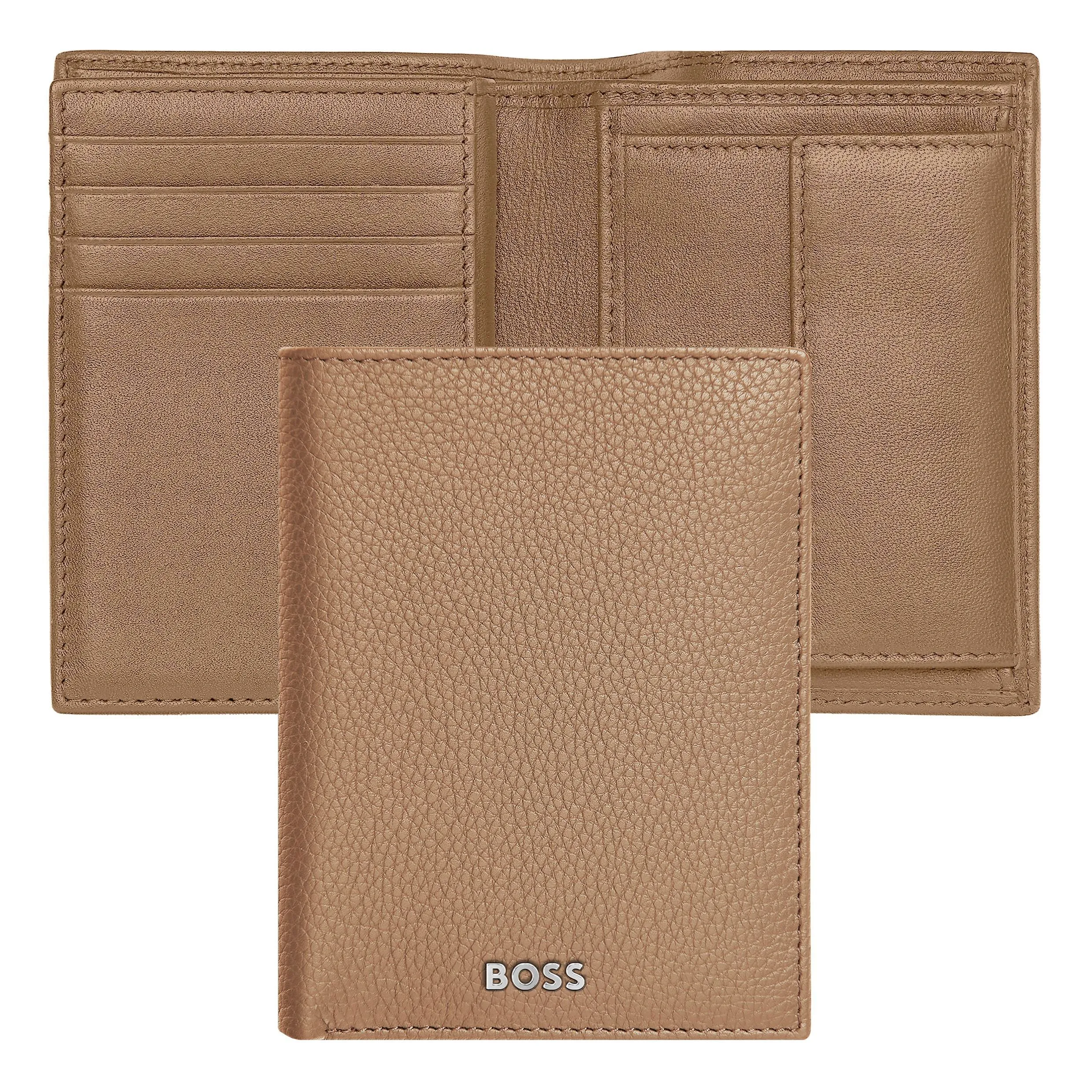 HUGO BOSS HLG416X - Card holder with flap and money pocket Classic Grained Camel
