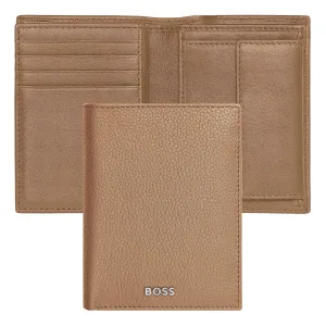 HUGO BOSS HLG416X - Card holder with flap and money pocket Classic Grained Camel
