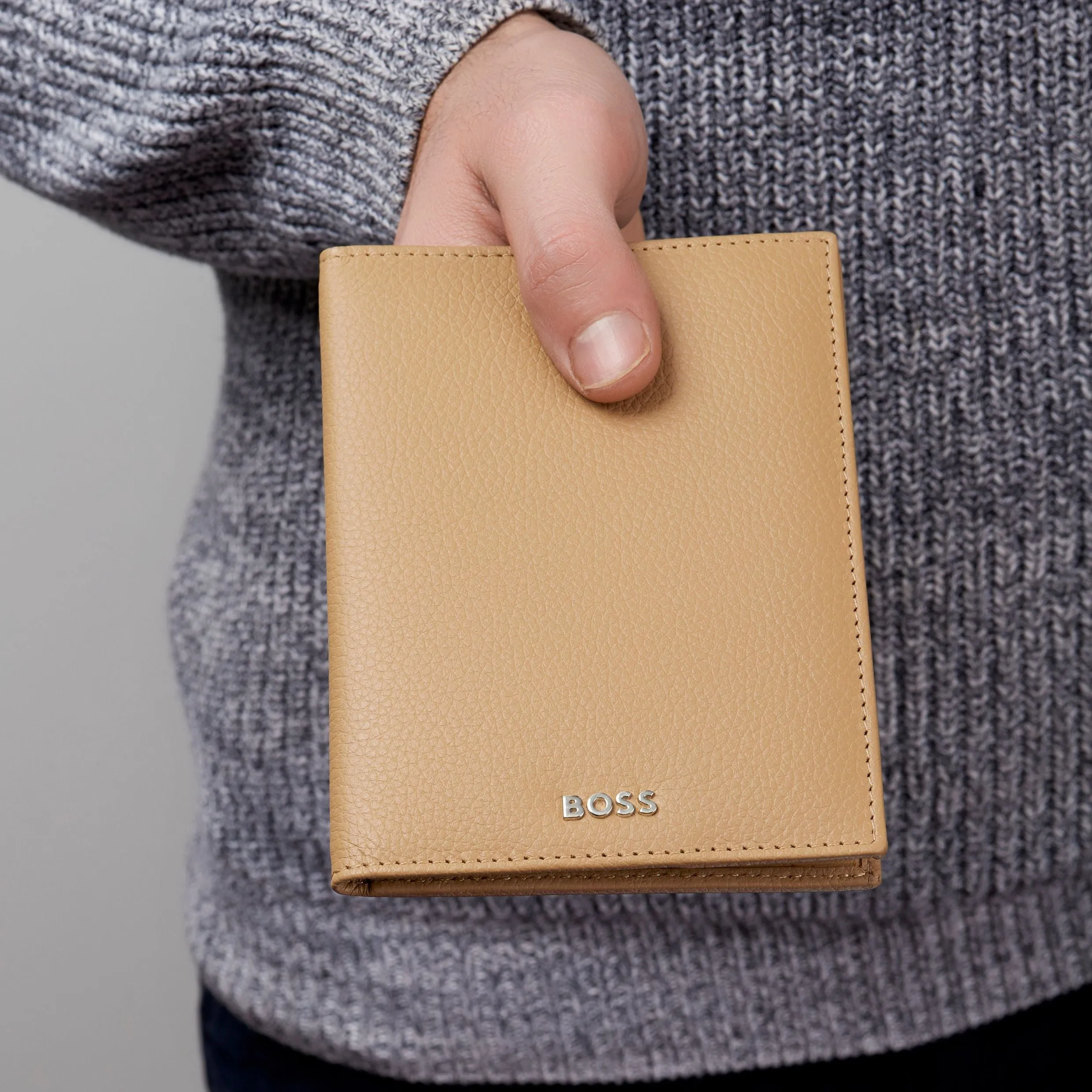HUGO BOSS HLO416X - Money wallet Vertical flap Classic Grained Camel