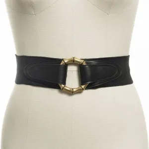 INC International Concepts Women's Bamboo Buckle Faux Leather Stretch Belt