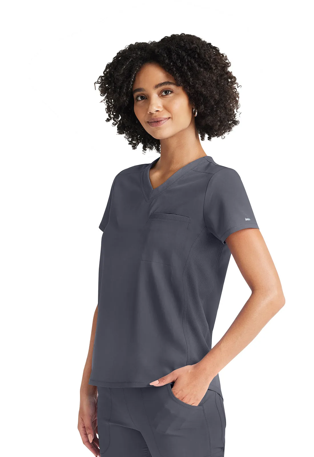 Inspira Flex IP600A V-Neck Tuckable Top Pewter
