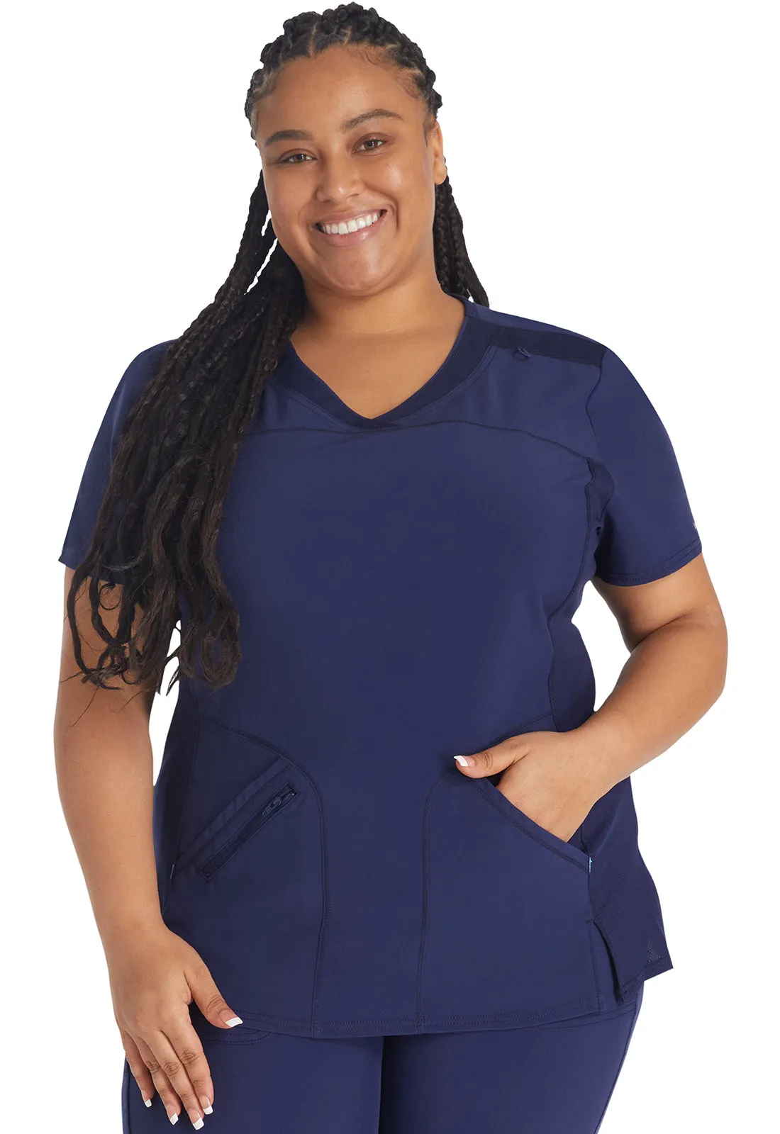 Inspira Flex IP845A Crossover V-Neck Top Navy