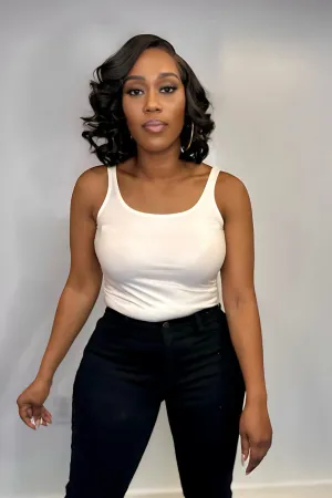 IVORY FAUX LEATHER BODYSUIT