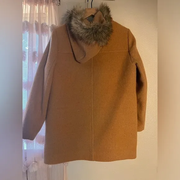 J. Crew vail parka wool blend winter coat with faux fur trimmed hood