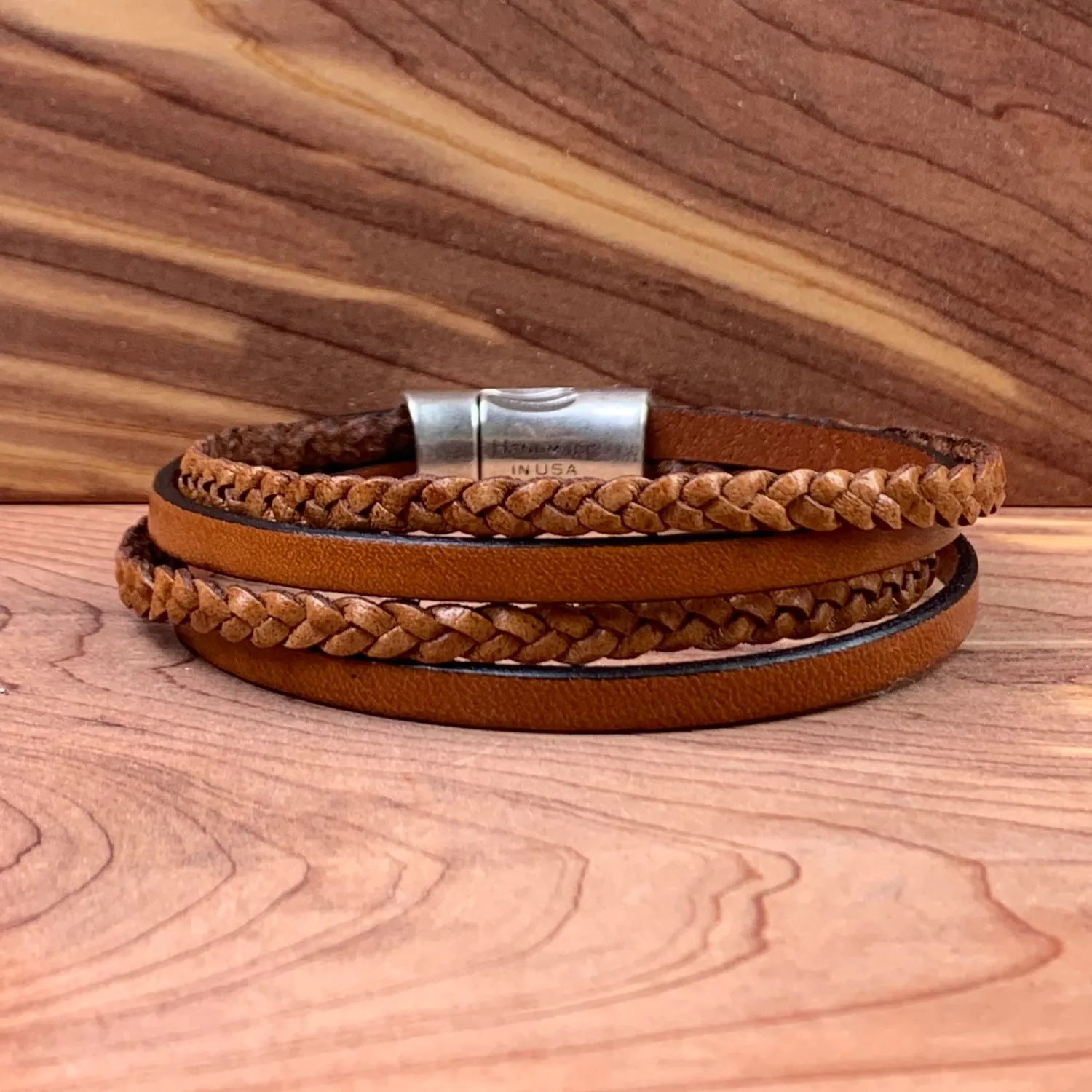 JBJ Men’s Palindrome Brown Leather Bracelet
