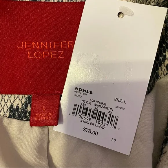 Jennifer Lopez Faux Leather Snake Print Moto Jacket Size Large