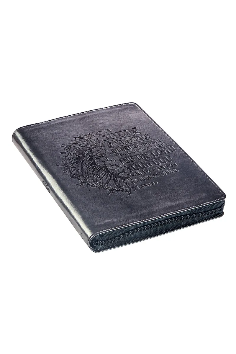 Joshua 1:9 'Strong & Courageous' LuxLeather Zippered Journal